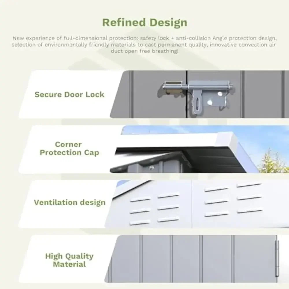 6×4FT Outdoor Storage Shed, Metal Patio Storaged Sheds with Lockable Doors, Sheds & Outdoor Storage for Bike, Pool and Garden