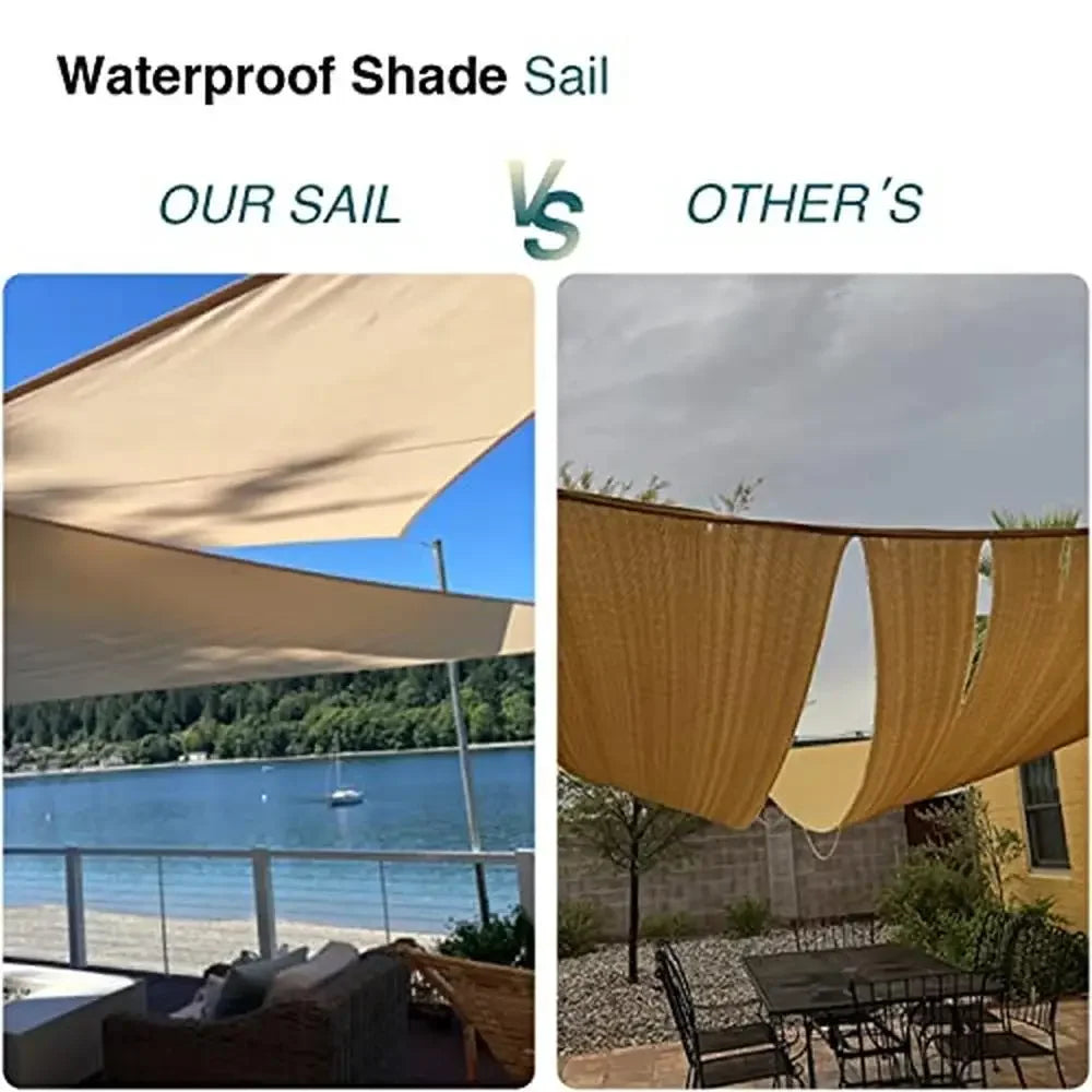 Waterproof Equilateral Triangle Sun Shade Sail Canopy UV Blockage Patio Pergola Garden Red Durable Polyester Fabric Easy