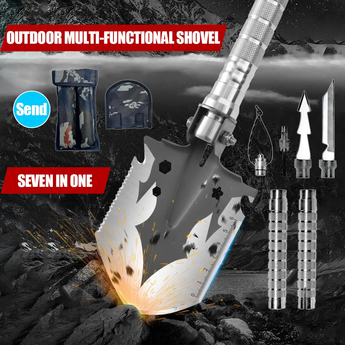 Skywolfeye Foldable Military Shovel For Outdoor Survival Gear