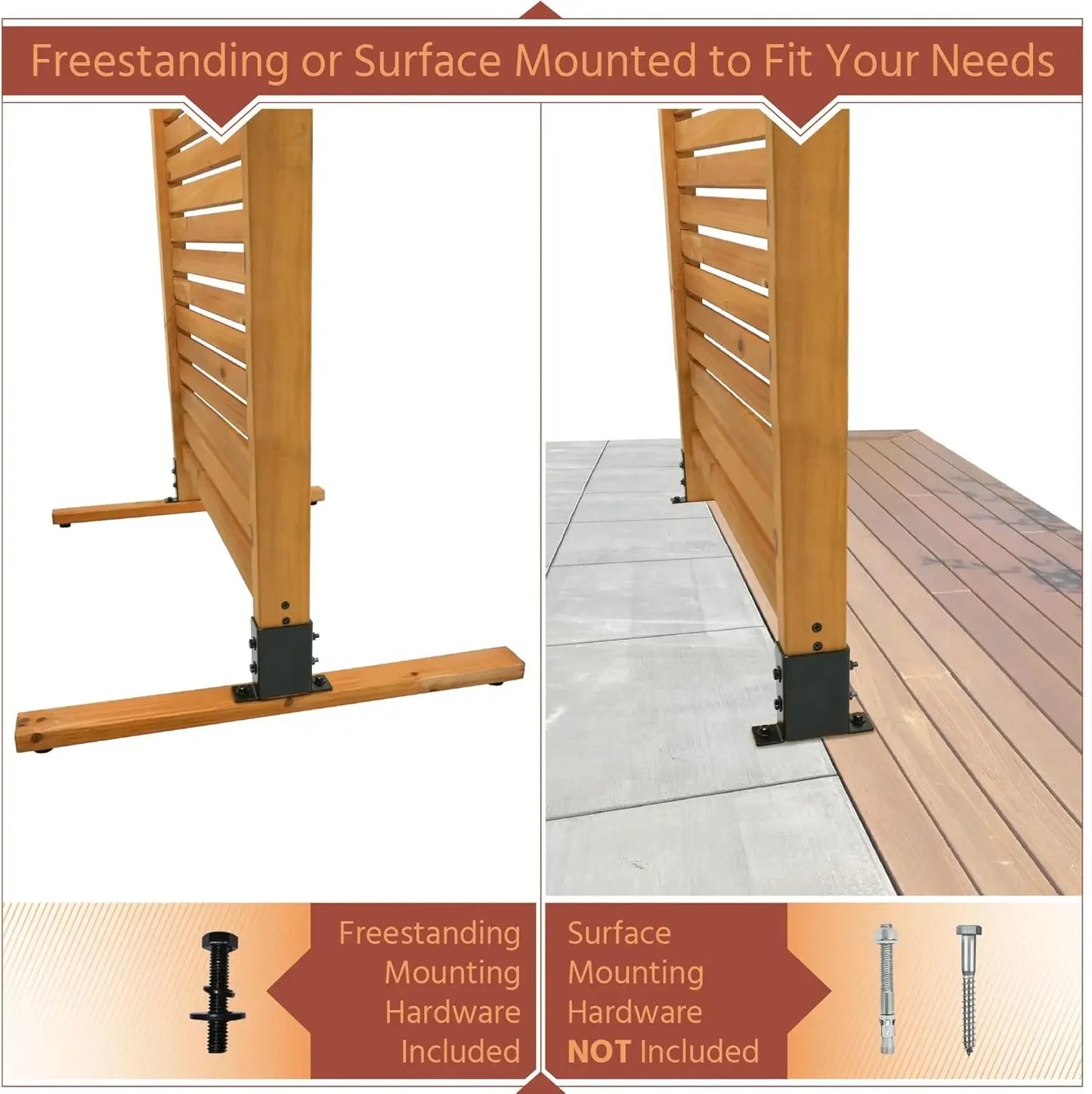 Hignconcerned Privacy Screen Freestanding Wood Outdoor