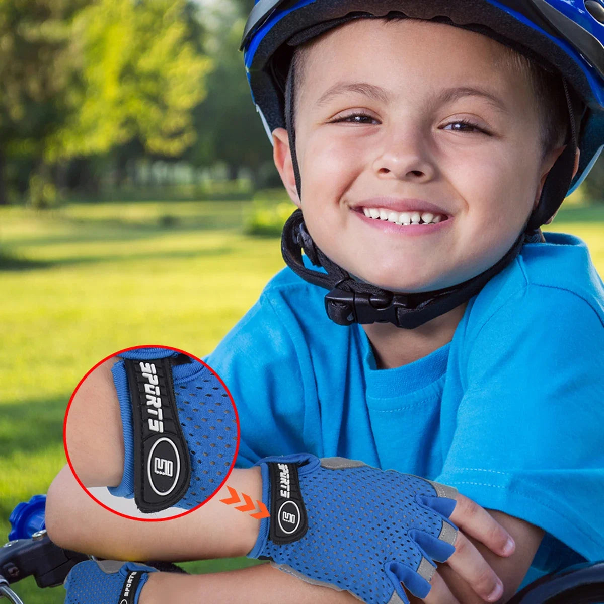 Cycling Half Finger Gloves Breathable Antislip Boys Girls