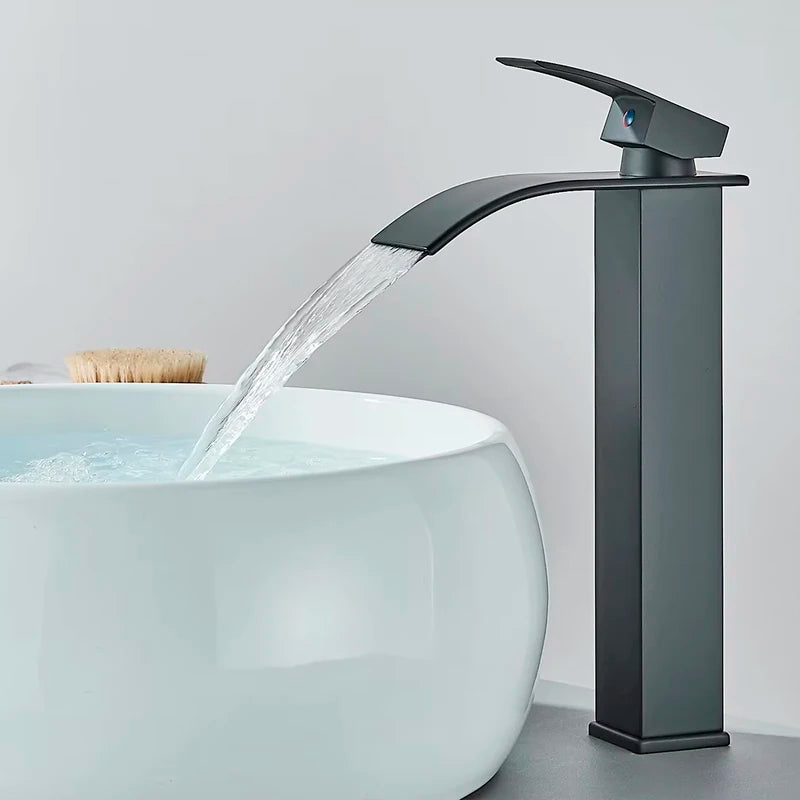 Basin Faucet 5 Colors Deck Mounted Single Handle Bathroom Crane Long Spout Lavatory Sink Hot Cold Mixer Tap