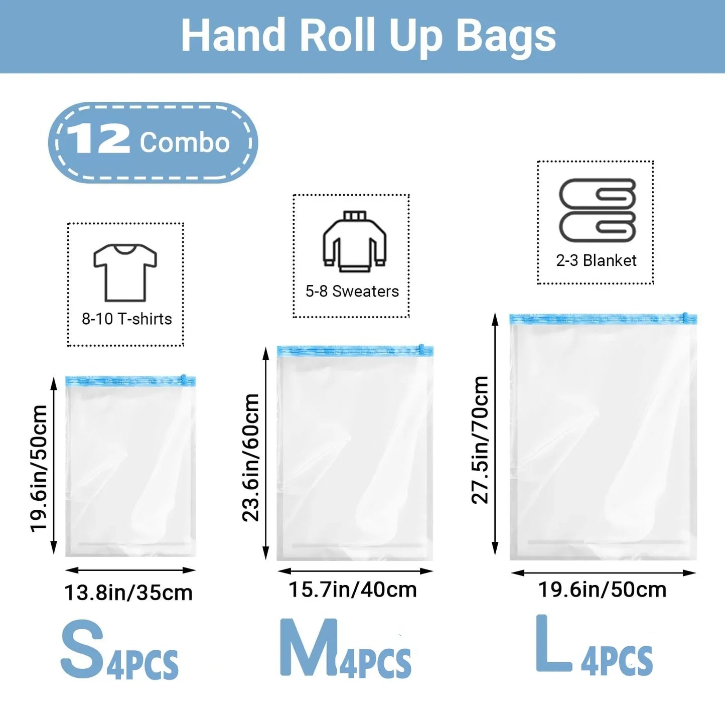 Space Saver Travel Storage Bags No Pump Vacuum