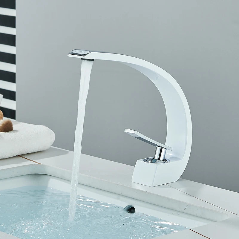 Black Chrome Bathroom Basin Faucet Deck Mount Mixer