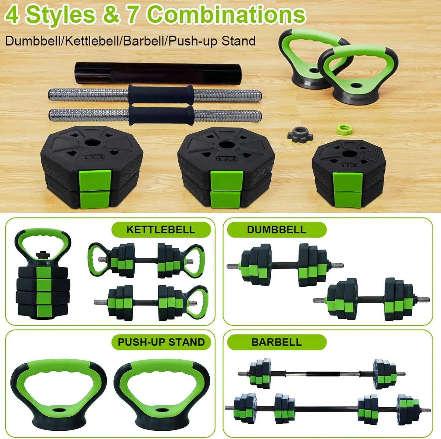 HiMISS 4 In 1 Adjustable Dumbbell Set 44lb Home Gym