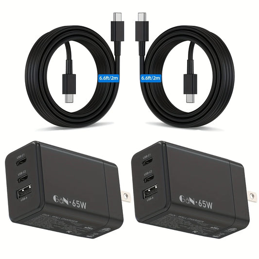 Sanprio 65W USB C GaN Charger 3 Ports With 6.6ft Cable