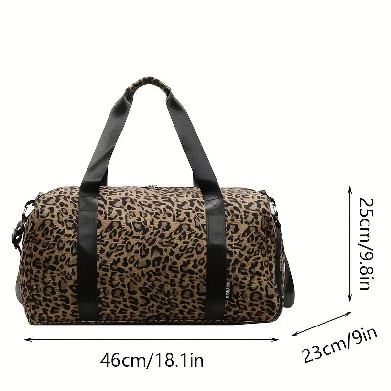 Unixinu Leopard Print Tote Bag Travel Duffle Weekender