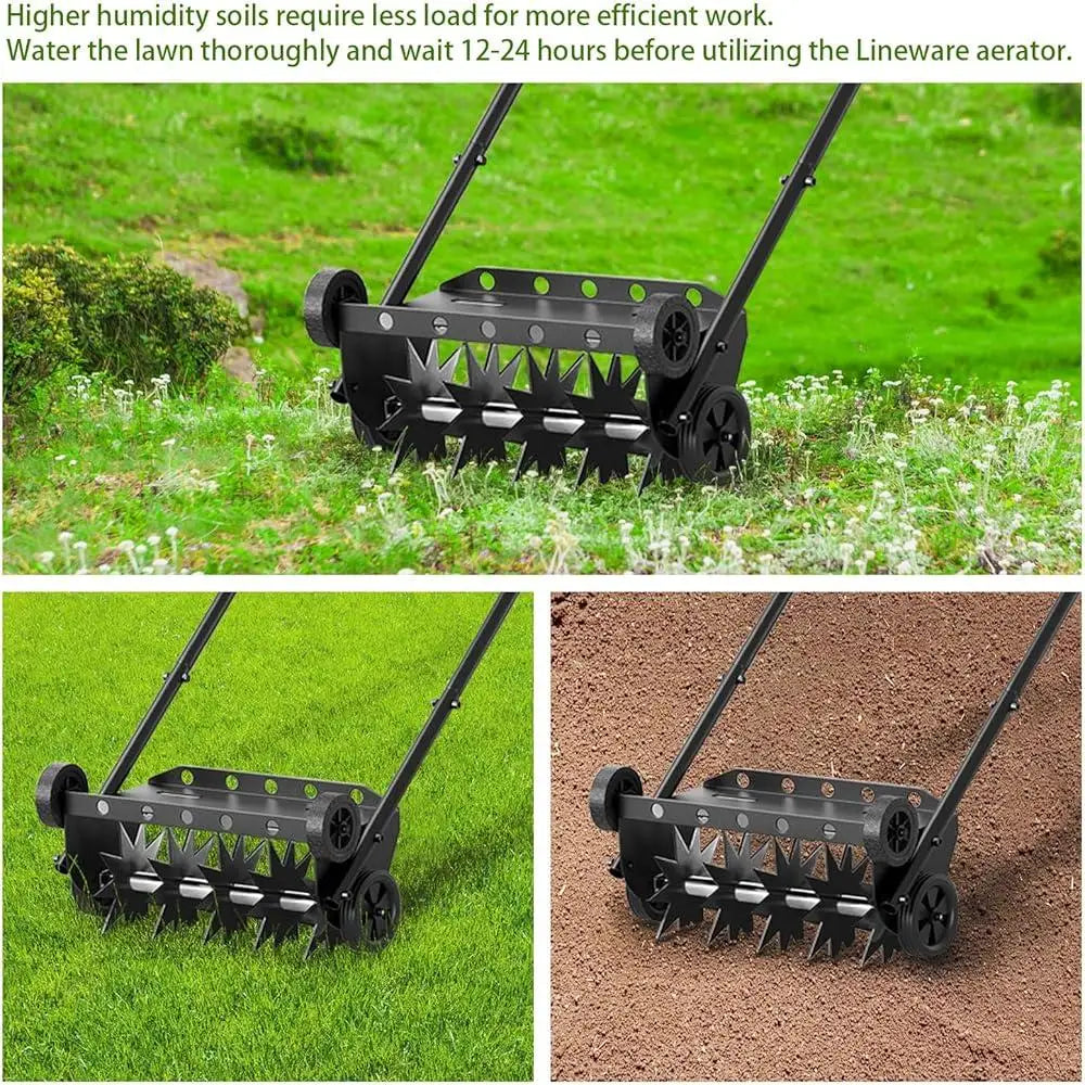 XMSJ Lawn Aerator Tool Heavy Duty Spike Wheels Garden