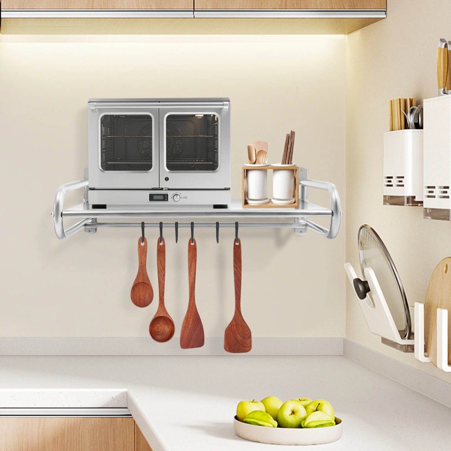 Hign Concerned Wall Mounted Microwave Shelf For Kitchen